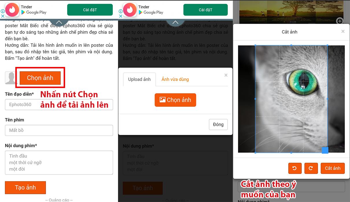 Truy cập trang web và nhấn vào Chọn ảnh để tải ảnh lên 