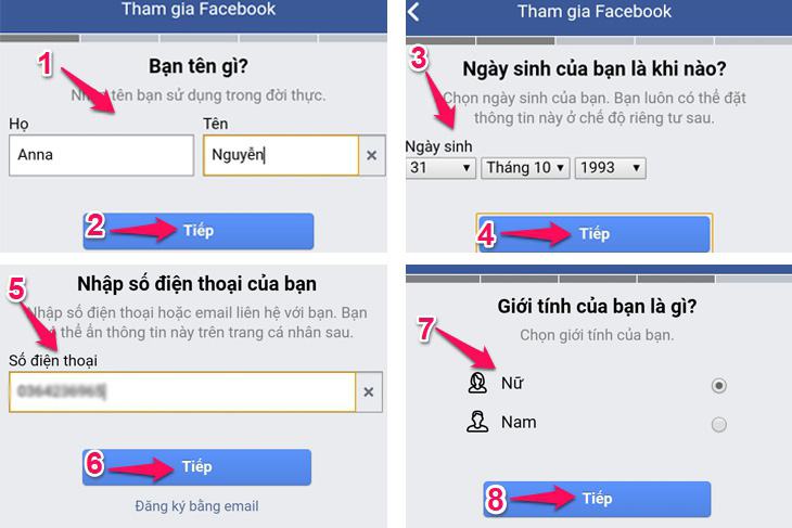 Tạo tài khoản bằng điện thoại của bạn