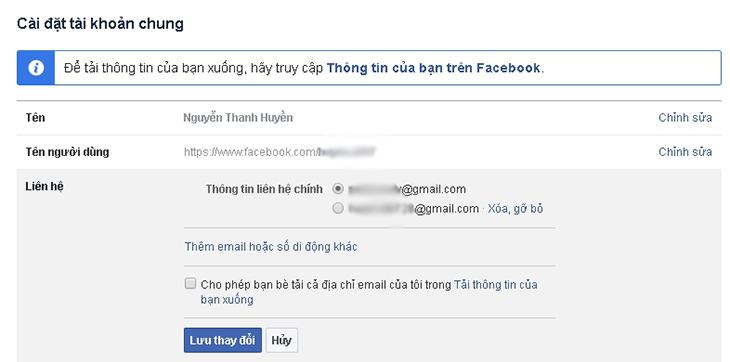 Cách xóa địa chỉ email khỏi tài khoản Facebook - Bước 1