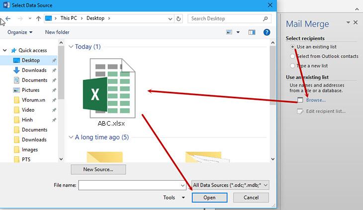 Cách hợp nhất tin nhắn Word với tệp Excel + Bước 1
