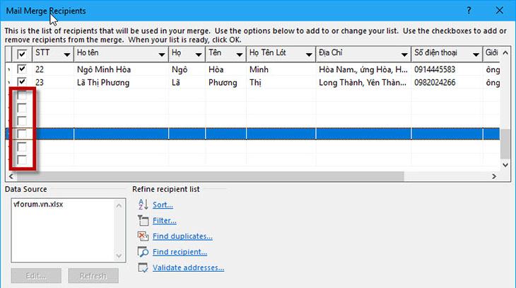 Cách hợp nhất tin nhắn Word với tệp Excel + Bước 3
