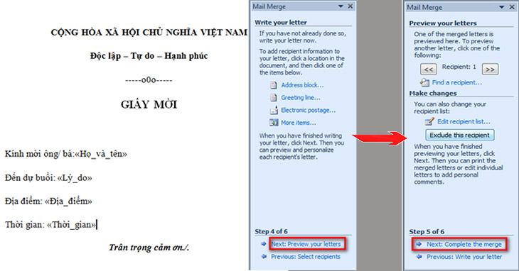 Cách hợp nhất thư trong Word bằng cách tạo danh sách chèn mới + bước 10