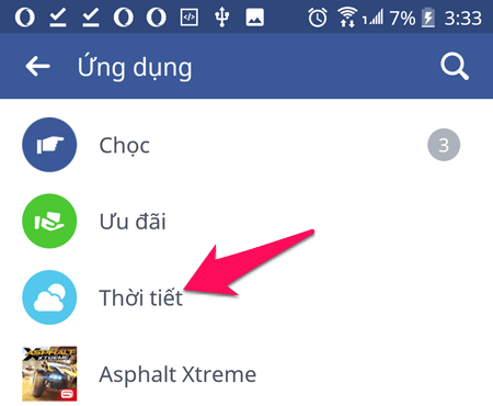 Chọn yếu tố thời tiết