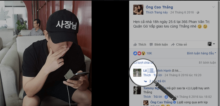 Như bạn có thể thấy người yêu mà bạn bình luận trên ảnh của những người trên Facebook