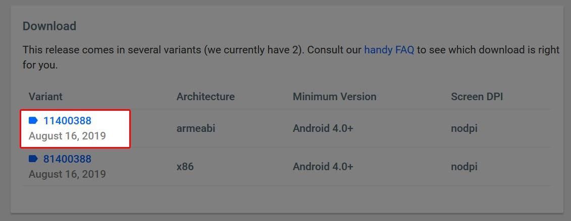Chọn tùy chọn này để tải xuống tệp Zalo APK