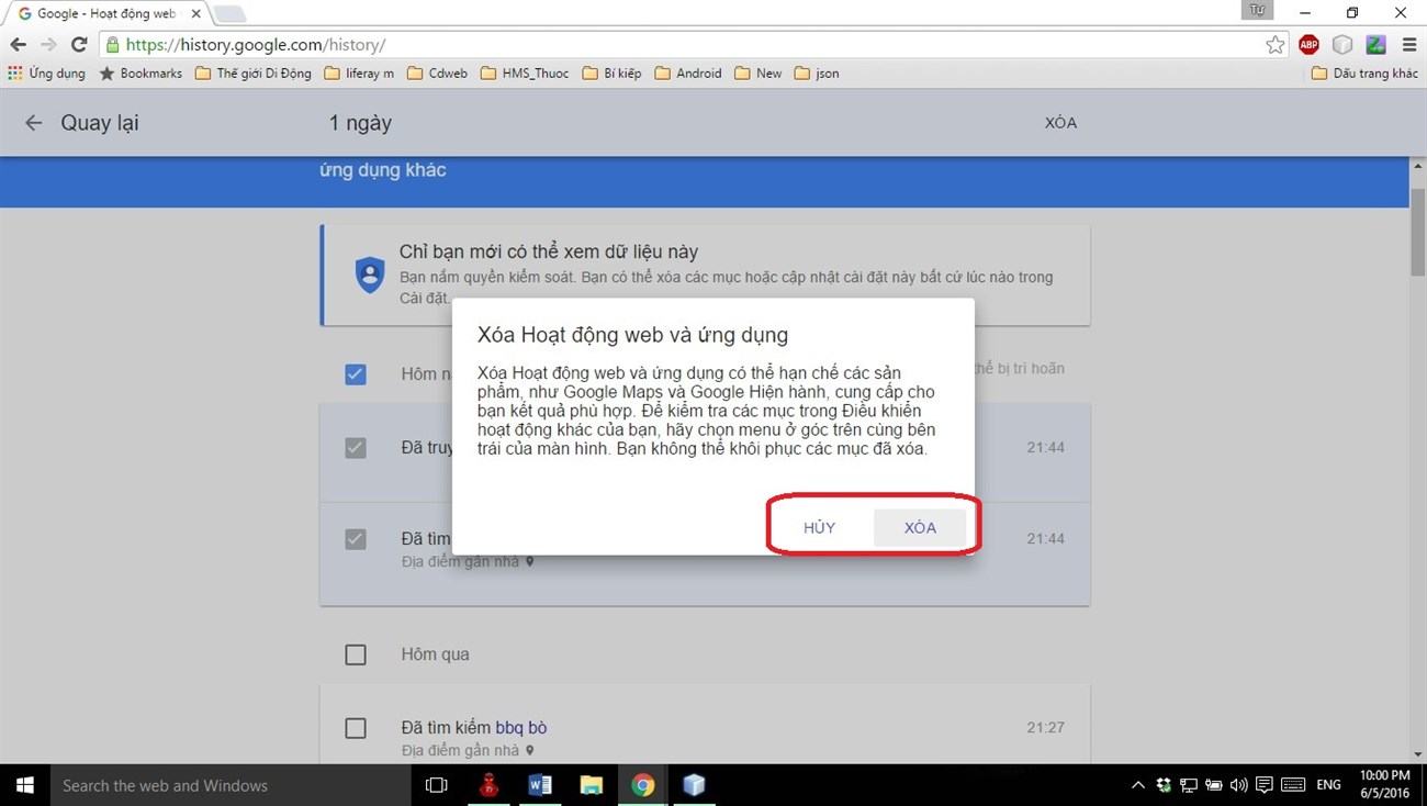 Cách xóa lịch sử tìm kiếm trên Google