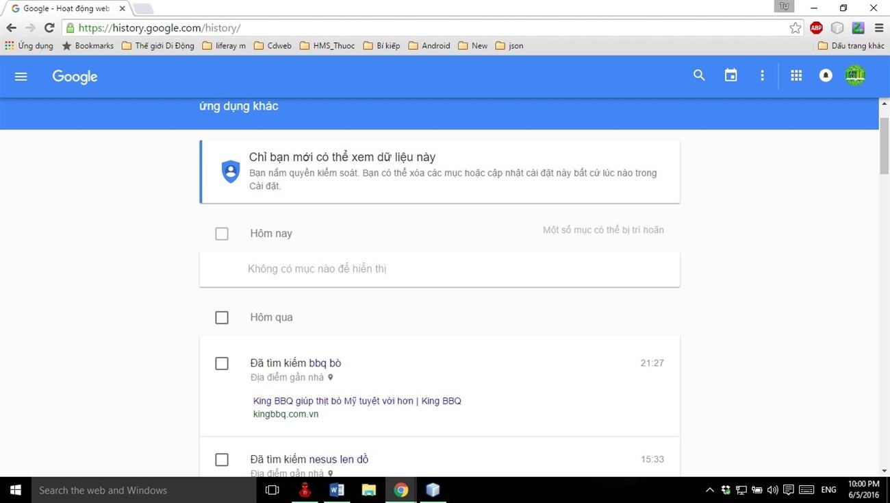 Cách xóa lịch sử tìm kiếm trên Google