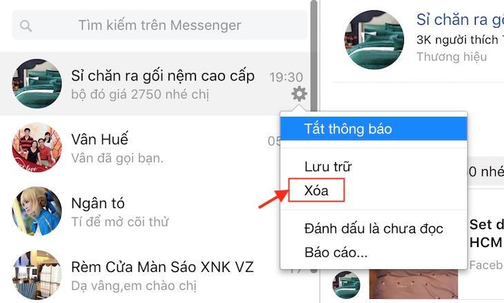 Cách xóa tin nhắn trên Facebook