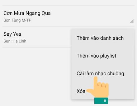 Chọn Đặt làm nhạc chuông