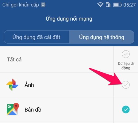 Chặn ứng dụng hệ thống
