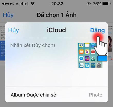 Sau đó chỉ cần đăng ảnh