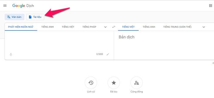 Nút Tài liệu xuất hiện bên cạnh nút Văn bản