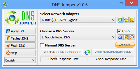 Ứng dụng DNS jumper sau khi tải xong