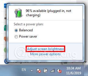 Nhấp vào Điều chỉnh độ sáng màn hình 