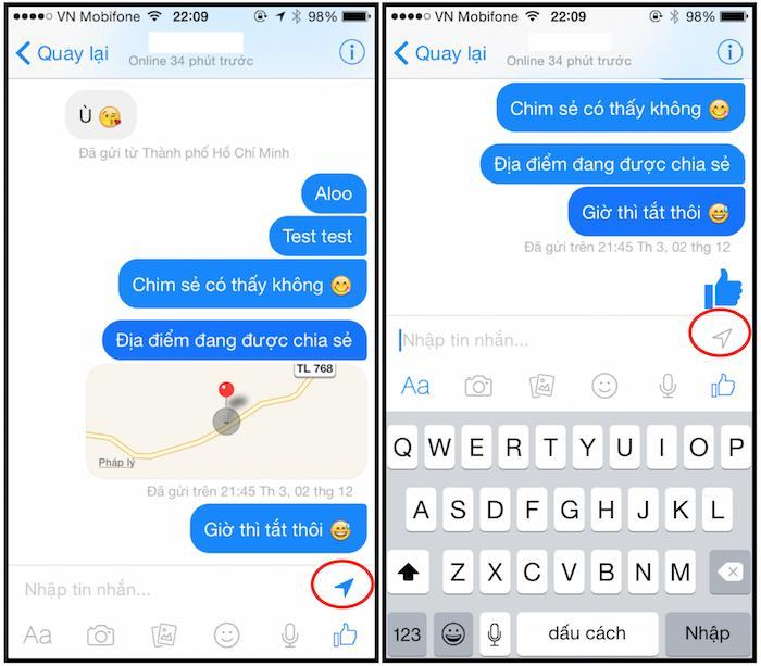 Ngoài ra, bạn cũng có thể nhấn vào nút mũi tên màu xanh lam trong trường nhập văn bản để bật tắt tính năng này khi cần thiết.