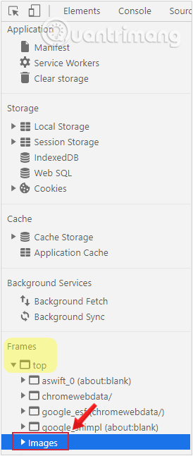 Tìm thư mục Frames  top  Images