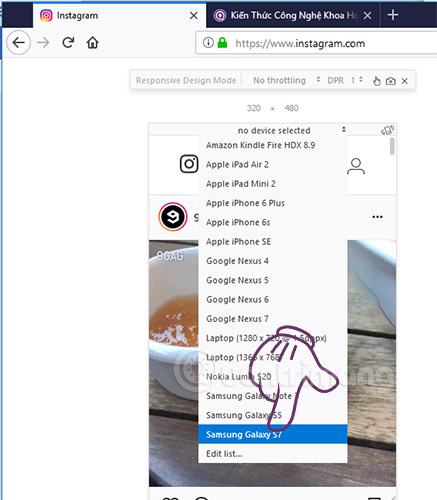 Chọn một thiết bị để xem Instagram