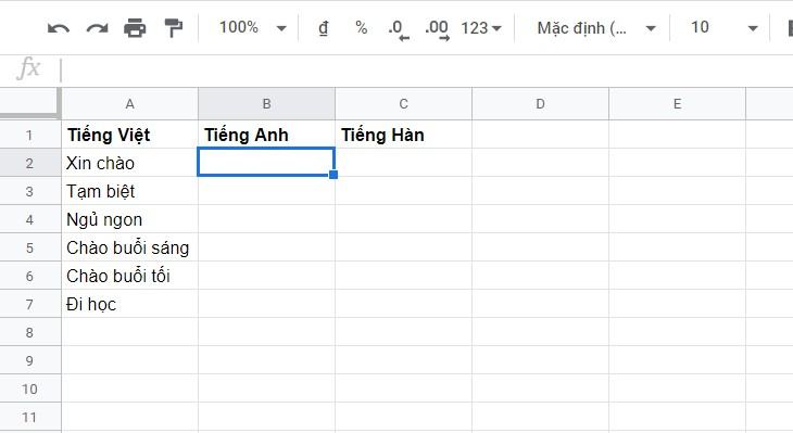 Dịch hàng loạt ngôn ngữ bất kỳ với Google Trang tính