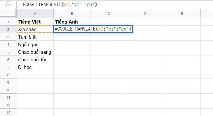 Dịch hàng loạt ngôn ngữ bất kỳ với Google Trang tính