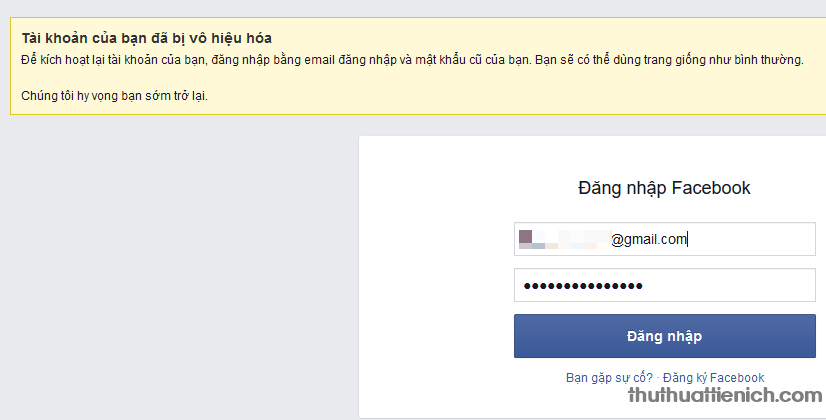 Đăng nhập lại Facebook