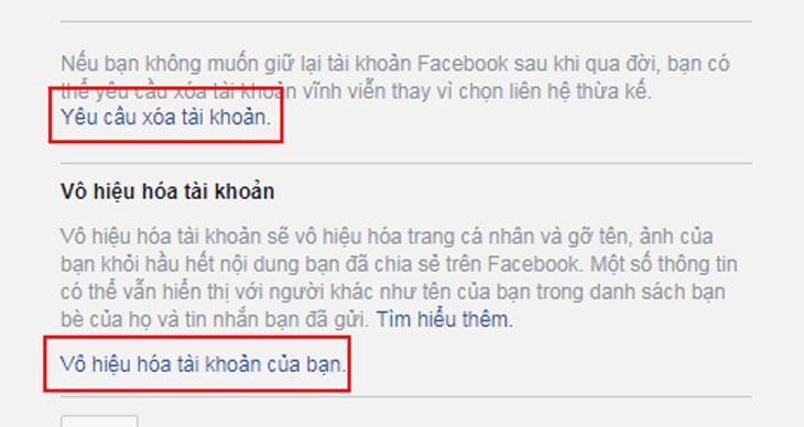 Xóa hoặc bình luận tài khoản Facebook
