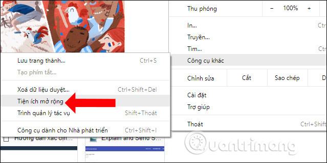 Tiện ích mở rộng trên Chrome