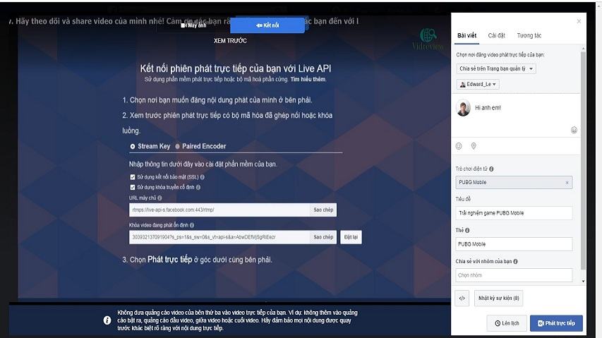 Thiết lập phát trực tiếp