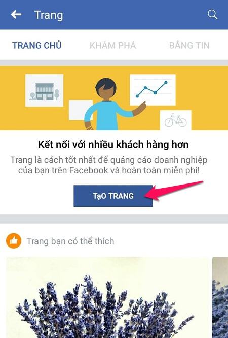 Nhấp vào nút Tạo Trang