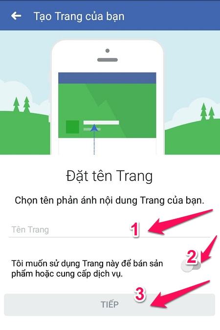 Đặt tên cho trang fanpage trên điện thoại