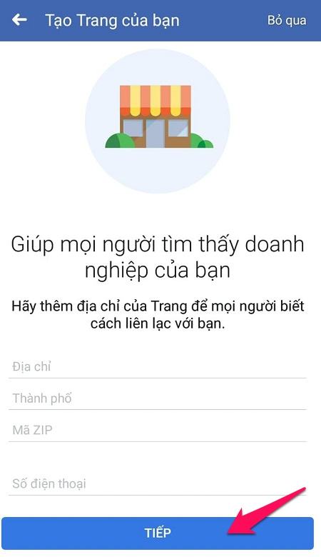 Nhập địa chỉ fanpage