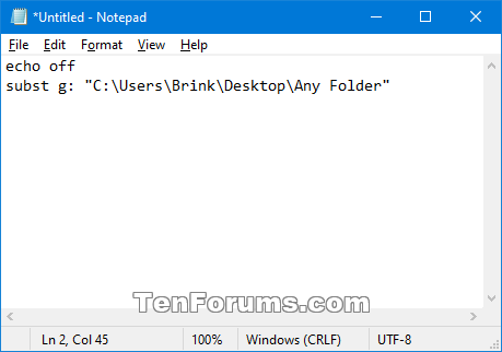 Nhập lệnh vào Notepad