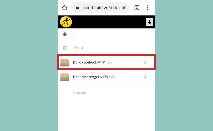Bước 2: Sau khi truy cập, hãy tải xuống phần mềm Dark-Facebook (APK) trên thiết bị của bạn và thiết lập nó
