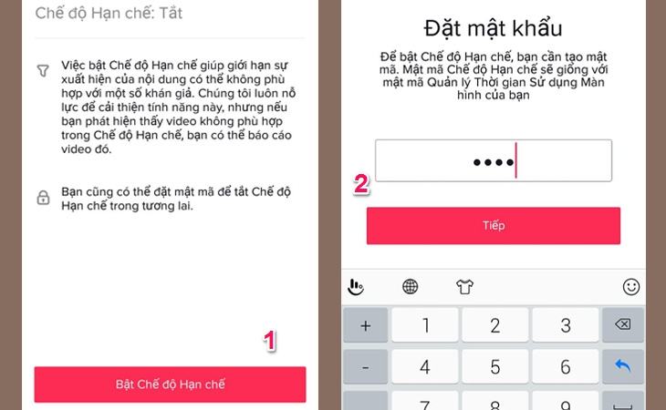 Đặt mật khẩu cho chế độ hạn chế