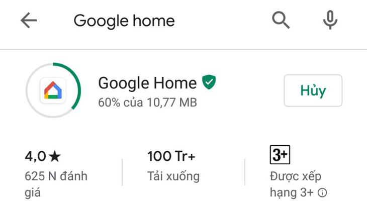 Điện thoại / máy tính bảng có cài đặt ứng dụng Google Home
