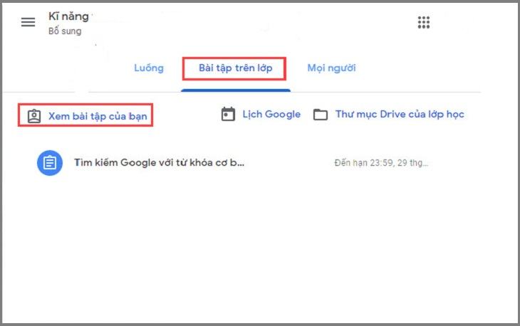 Chọn Bài tập trên lớp rồi Xem Bài tập của bạn.