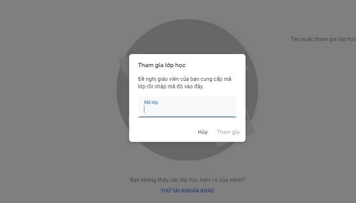 Nhập mã lớp