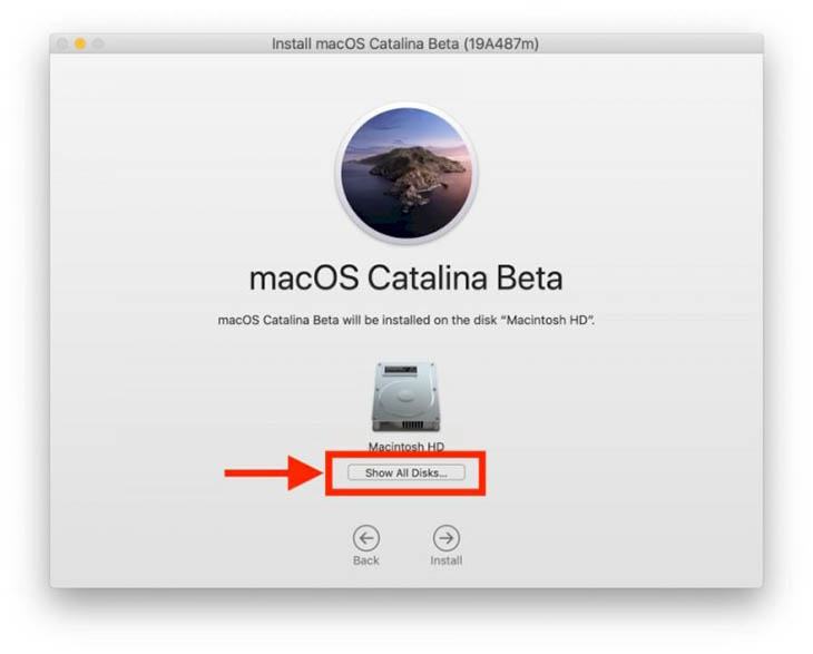 Chọn ổ cài đặt MacOS Catalina