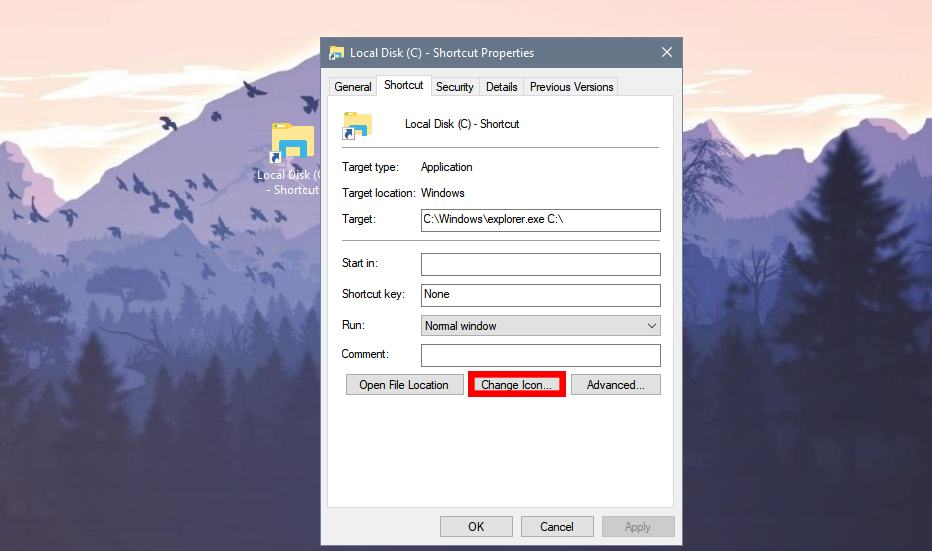 Nhấp chuột phải vào File Explorer và chọn Thuộc tính.  Khi hoàn tất, hãy chọn biểu tượng Thay đổi
