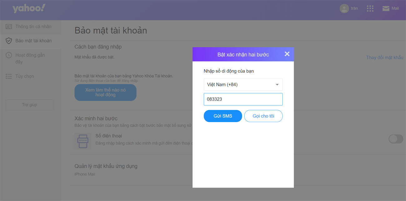 Nhập số điện thoại của bạn