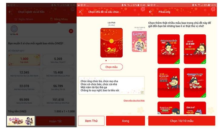 Chọn chủ đề và lời chào phù hợp với người bạn đang nhận. 