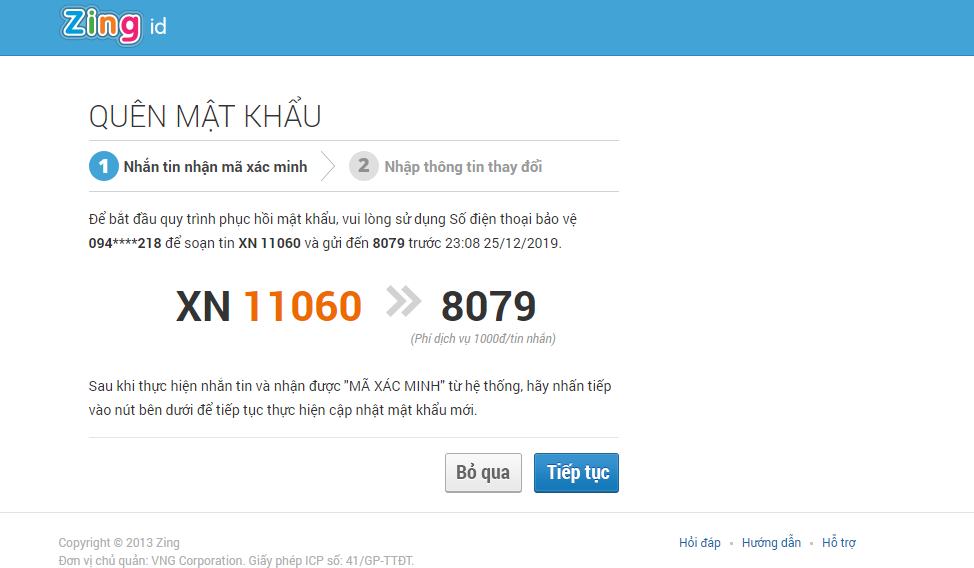 Về số điện thoại, vui lòng soạn SMS: XN 11060 gửi 8079