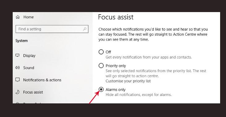Tắt thông báo trong Windows 10
