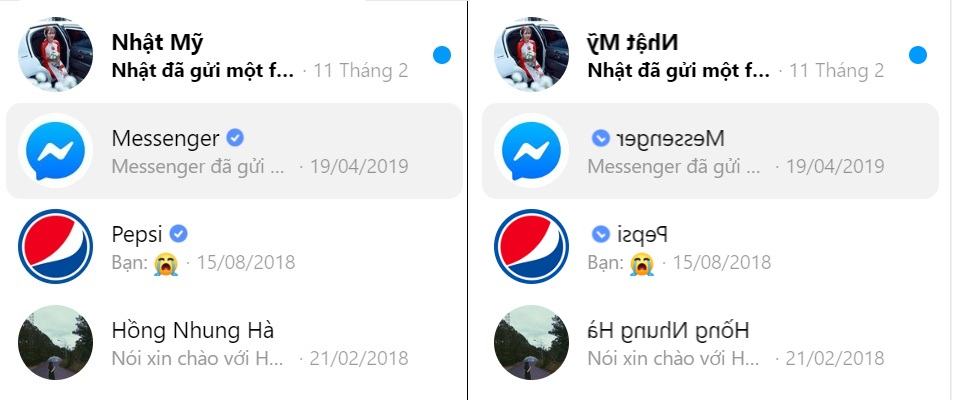 Làm mờ hoặc đảo ngược tên của tài khoản đang nhắn tin cho bạn