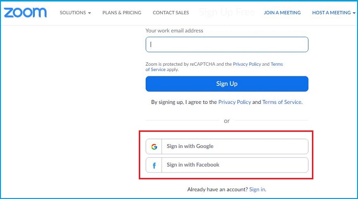 Đăng nhập vào Google hoặc Facebook