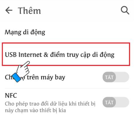 Chọn USB Internet & Điểm phát sóng di động