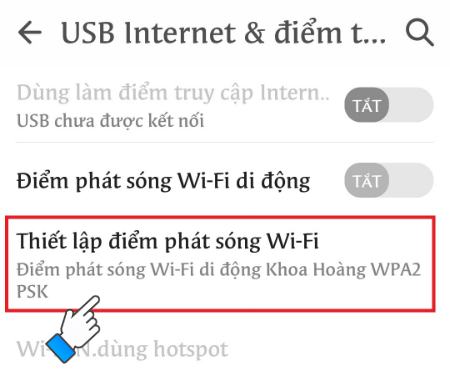 Chọn Thiết lập điểm phát sóng Wi-Fi