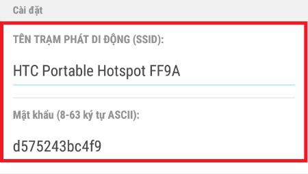 Nhập tên và mật khẩu của mạng WiFi