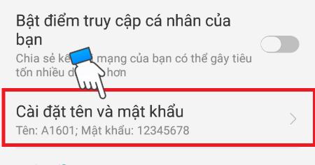 Chọn Đặt tên người dùng và mật khẩu