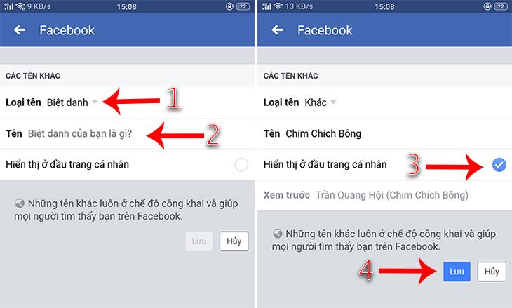 Nhập bí danh bạn muốn thay đổi