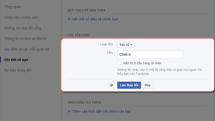 lưu thay đổi
